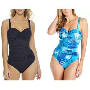 NWT Bleu Rod Beattie Women's Kore Shirred Front One Piece Sizes 4-12 $120 AA352